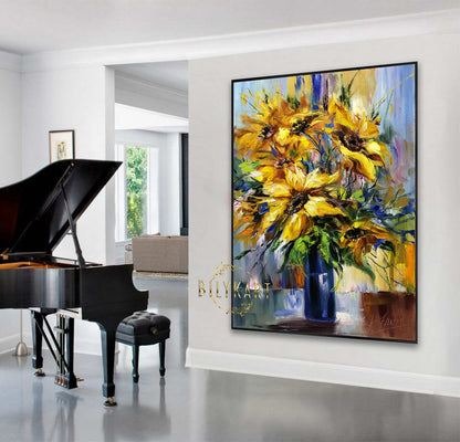 Ukraine Sunflower Oil Painting Original Artwork Abstract Sunflowers Painting on Canvas Ukrainian Painting Made in Ukraine Sunflower Artwork