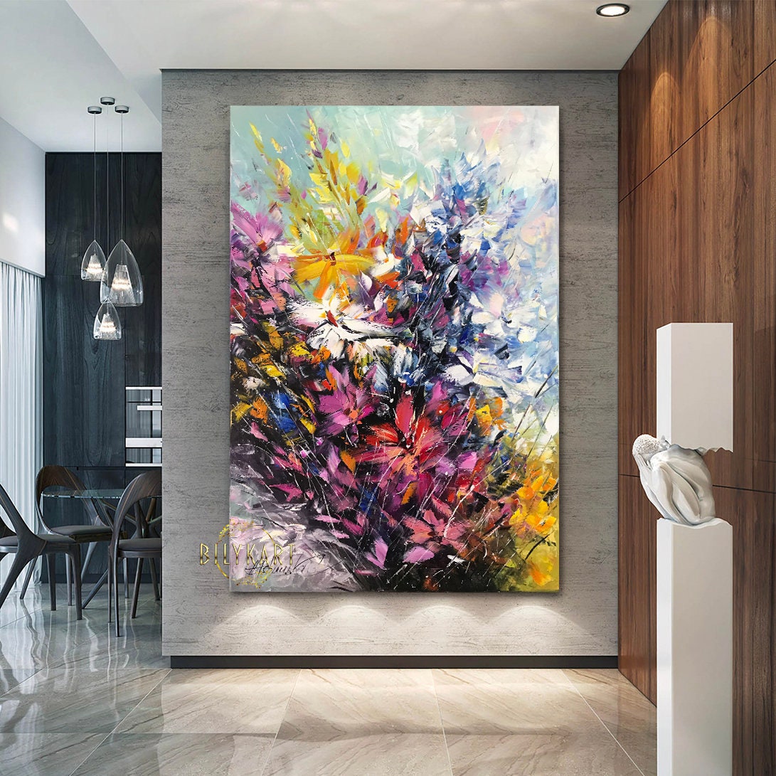 Large Flower Paintings on Canvas Abstract Flower Wall Decor Large Floral Contemporary Painting Vibrant Abstract Flower Paintings Original