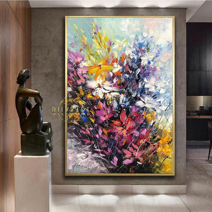 Large Flower Paintings on Canvas Abstract Flower Wall Decor Large Floral Contemporary Painting Vibrant Abstract Flower Paintings Original