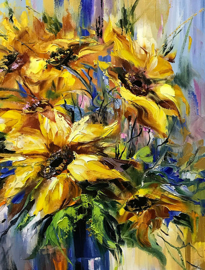 Ukraine Sunflower Oil Painting Original Artwork Abstract Sunflowers Painting on Canvas Ukrainian Painting Made in Ukraine Sunflower Artwork