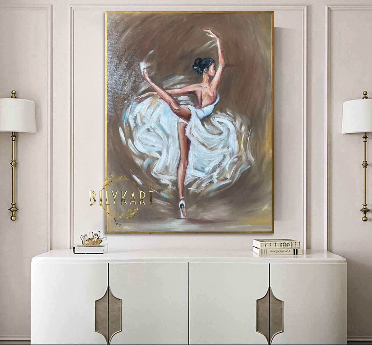 Modern Ballerina Painting Original Ballet Wall Art for Girl Room Dancing Ballerina Painting Canvas Ballet Dancer Artwork Ballerina Girl Art