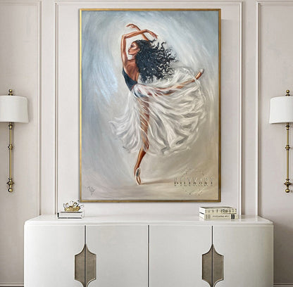 Abstract Ballerina Oil Painting Dancing Ballerina Wall Art Black Woman Painting African American Ballet Art Ballerina Painting on Canvas