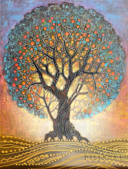 Gustav Klimt Tree of Life Painting on Canvas Apple Tree Painting Large Golden Tree Wall Art Klimt Gold and Blue Art Family Tree Painting