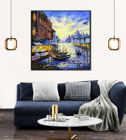 Venice Large Oil Painting Original Venice Canal Art Italy Landscape Oil Paintings Venetian Artwork Framed Venice Grand Canal Oil Paintings