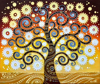 Tree of Life Painting on Canvas Gustav Klimt Reproduction Painting Original Large Golden Tree Wall Art Gustav Klimt Tree of life Artwork