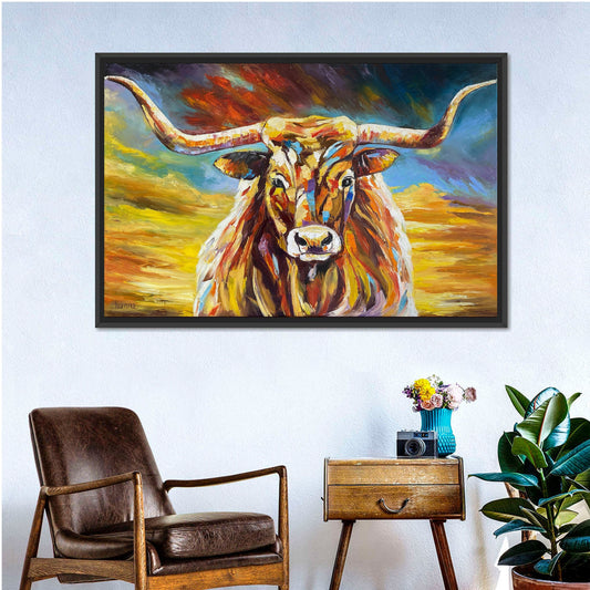 Longhorn Painting Original Texas Longhorn Art Abstract Bull Painting Colorful Longhorn Wall Art Texas Oil Painting Cow Painting on Canvas