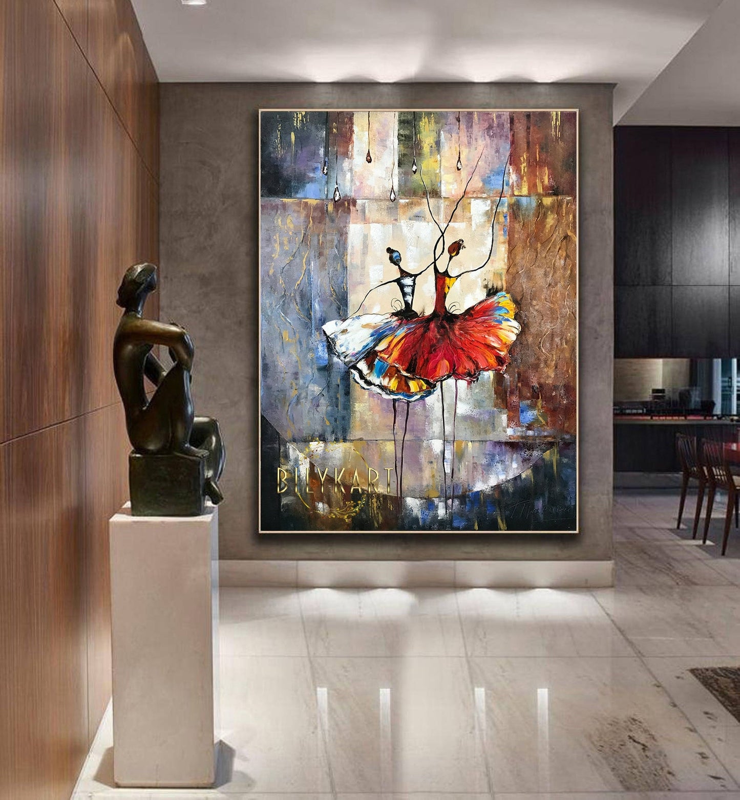 Abstract Ballerina Paintings on Canvas Dancer Art Abstract Ballet Art Modern Ballerina Wall Art Oversized Dancing Painting Ballet Wall Decor