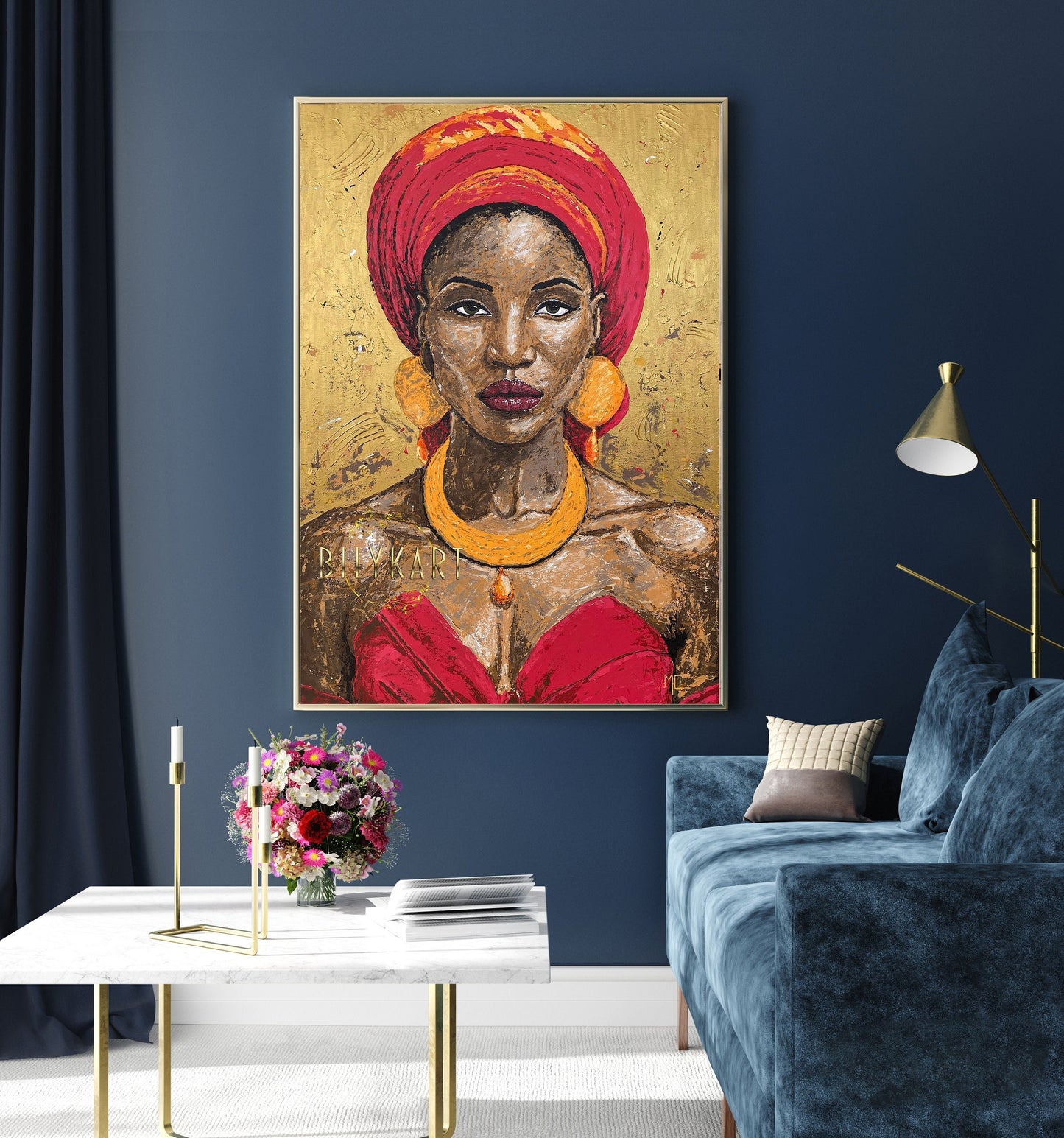 African American Painting on Canvas African Woman Wall Art Framed Black Woman Oil Painting Original Large Abstract African American Art Work