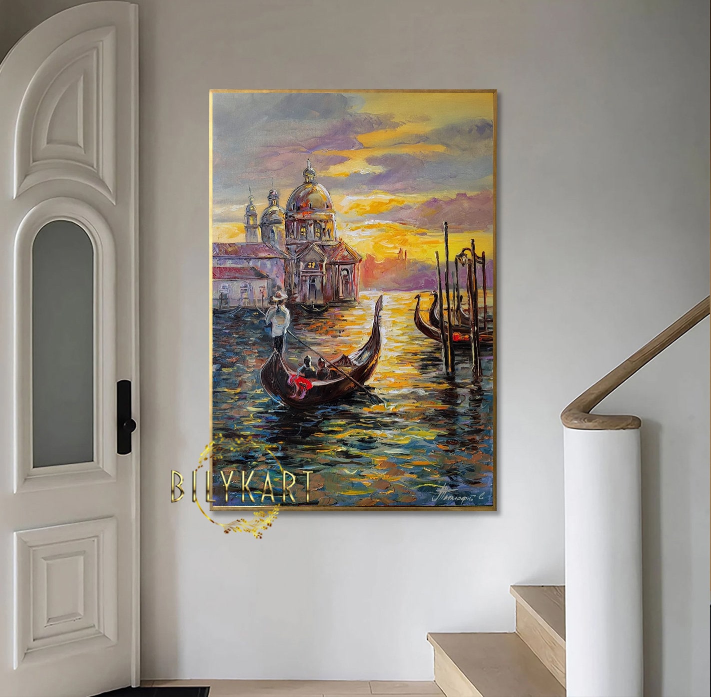 Venice Painting Original Venice Wall Art Italian Landscape Painting Large Italy Oil Painting Venice Italy Artwork Sunset Painting on Canvas