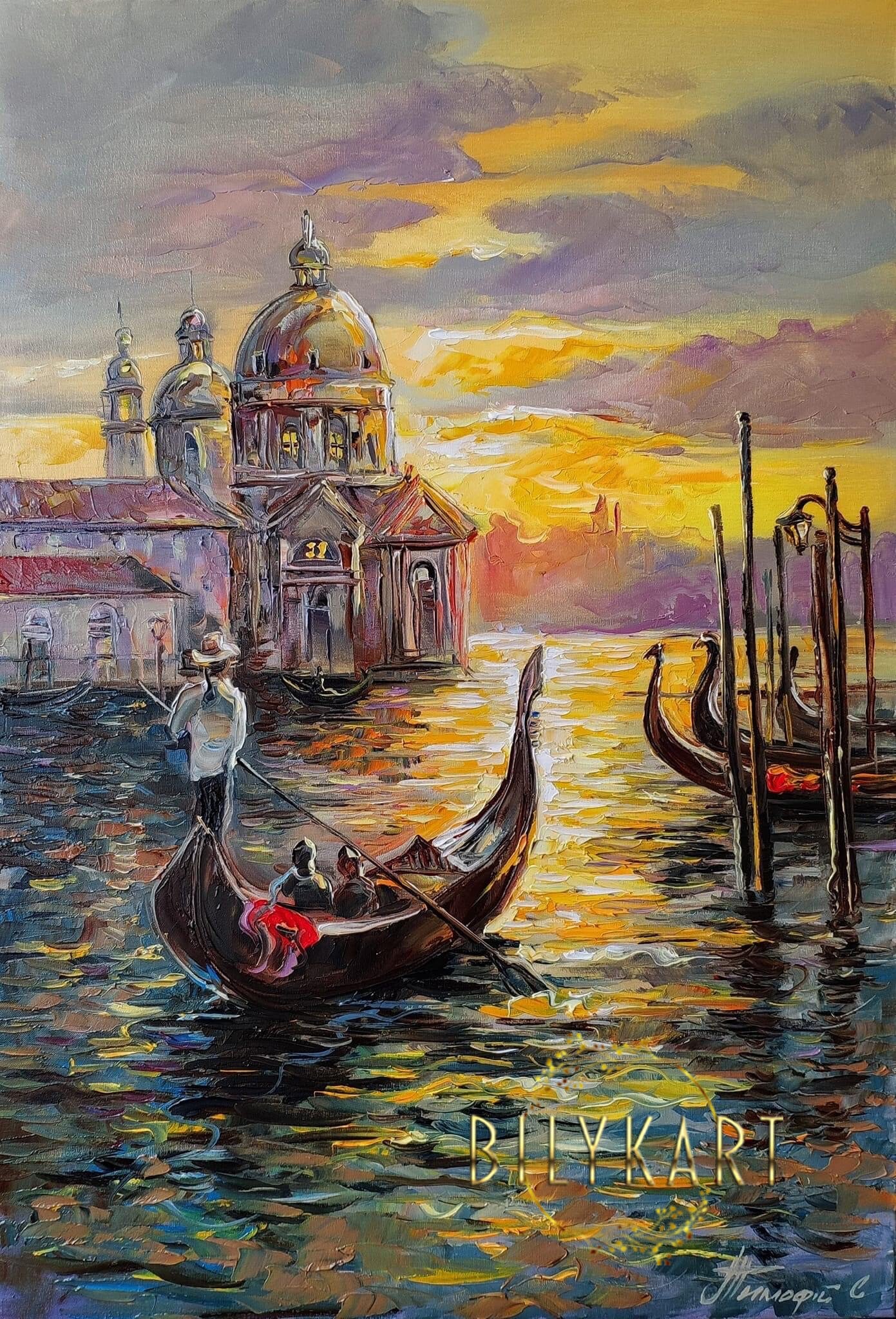 Venice Painting Original Venice Wall Art Italian Landscape Painting Large Italy Oil Painting Venice Italy Artwork Sunset Painting on Canvas