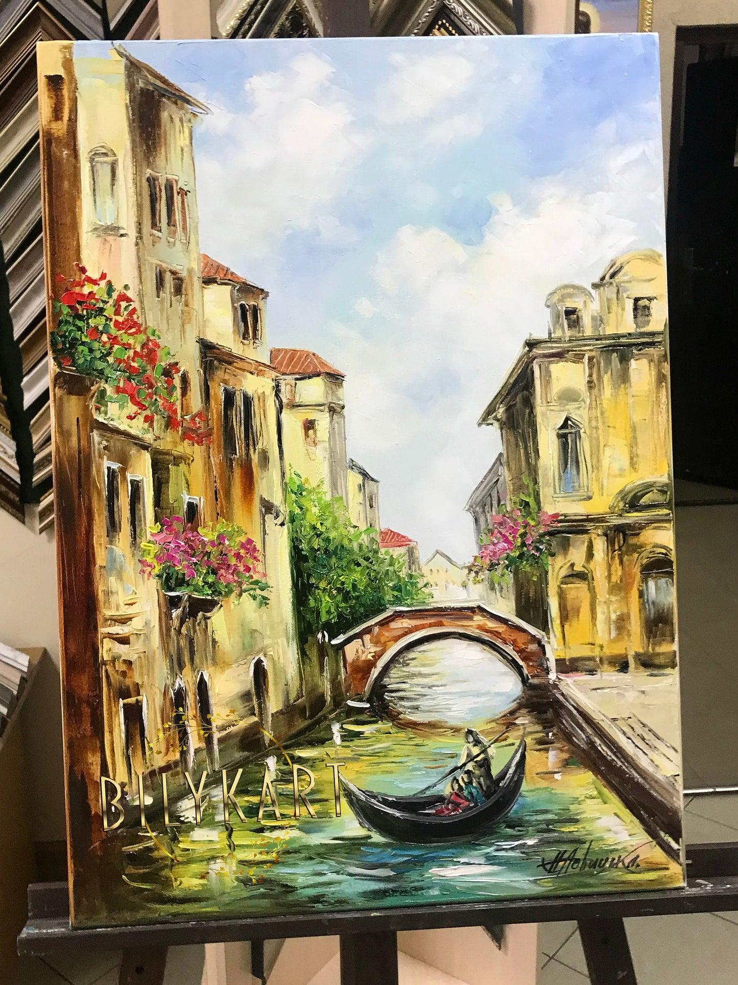 Venice Italy Oil Painting on Canvas Venetian Paintings of Italy Wall Art Framed Venetian Landscape Painting Large Venice Canal Oil Painting