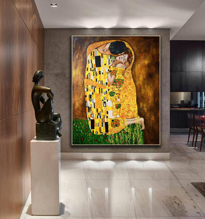 Gustav Klimt The Kiss Painting Reproduction Klimt Wall Art Original Gustav Klimt Inspired Pop Art Canvas Oil Paintings Original Artwork