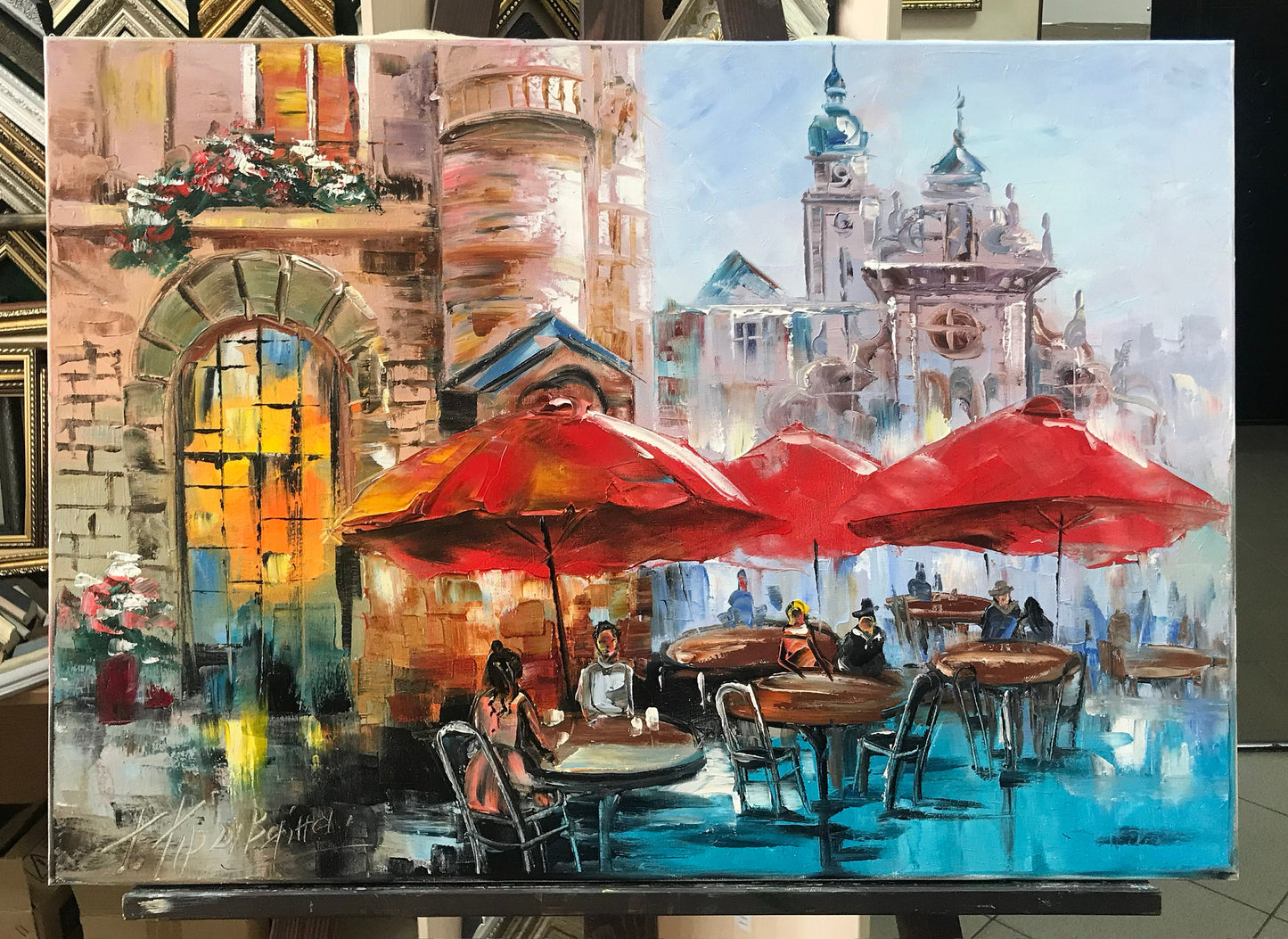 Paris Cafe Oil Painting Original French Cafe Painting on Canvas Bistro Wall Art Paris Cafe Art Parisian Street Scene Painting France Gifts