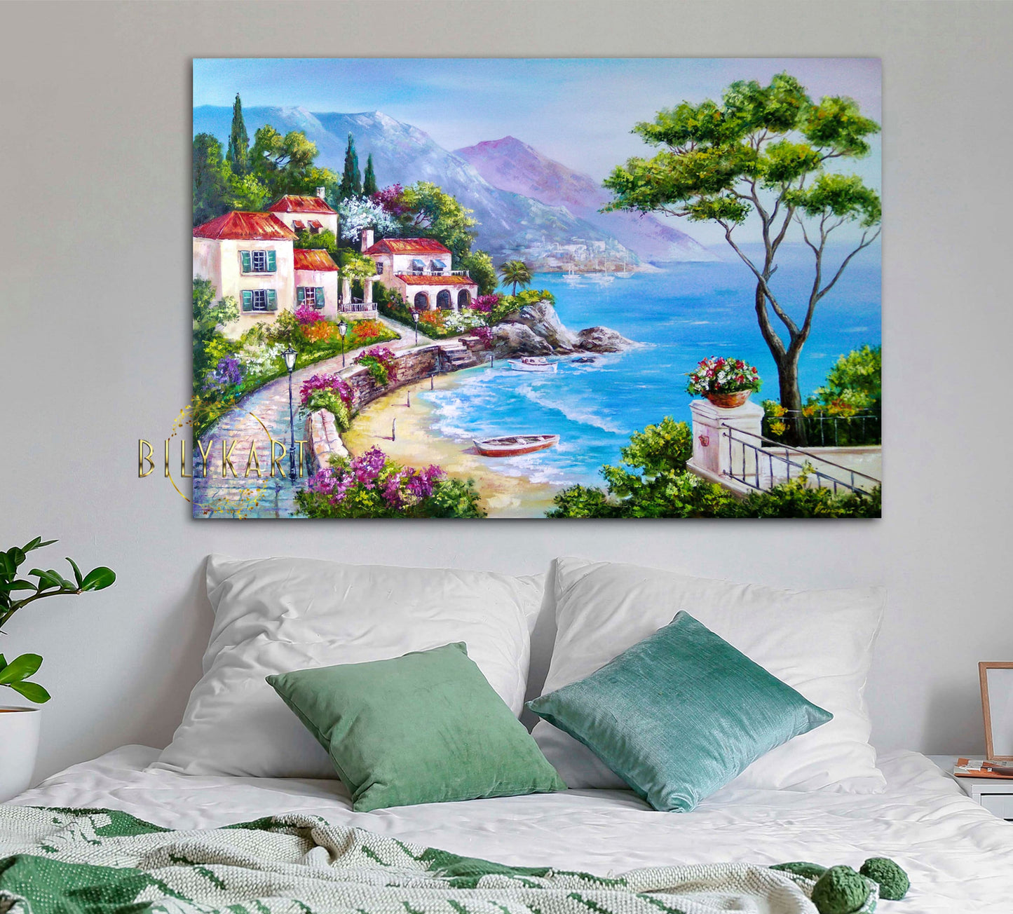 Amalfi Coast Italy Oil Painting Original Italian Scenic Paintings Italy Artwork Panoramic Landscape Painting Italian Positano Coast Painting