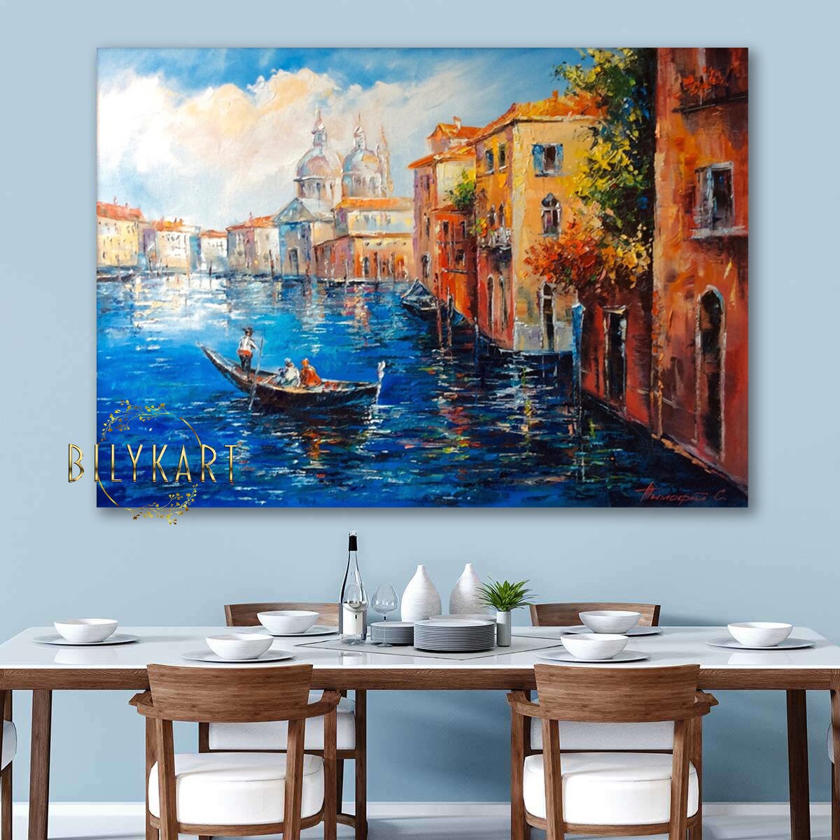 The Grand Canal Venice Painting on Canvas Large Italian Wall Painting Venetian Wall Art Italian Cityscape Oil Painting of Venice Italy Art