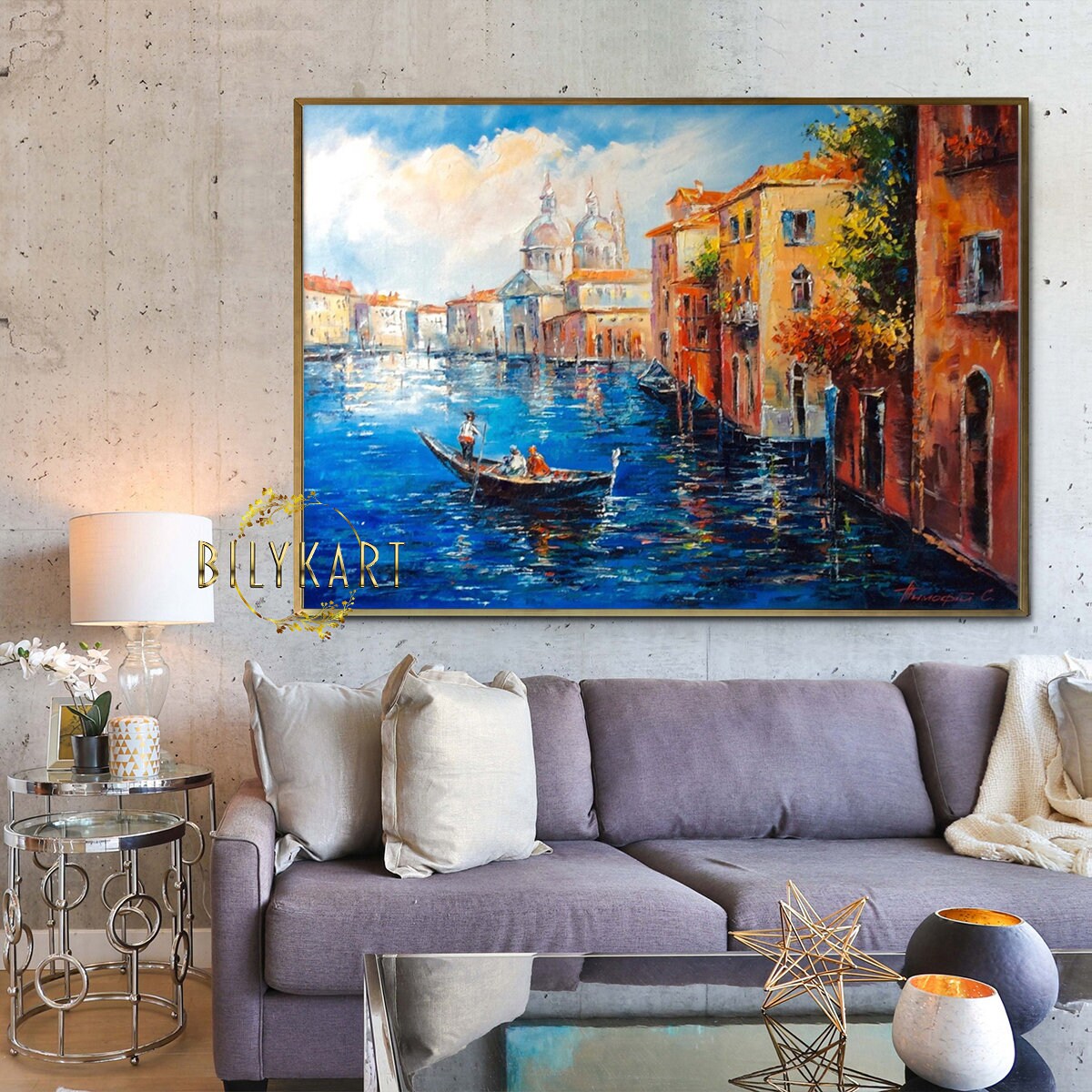 The Grand Canal Venice Painting on Canvas Large Italian Wall Painting Venetian Wall Art Italian Cityscape Oil Painting of Venice Italy Art