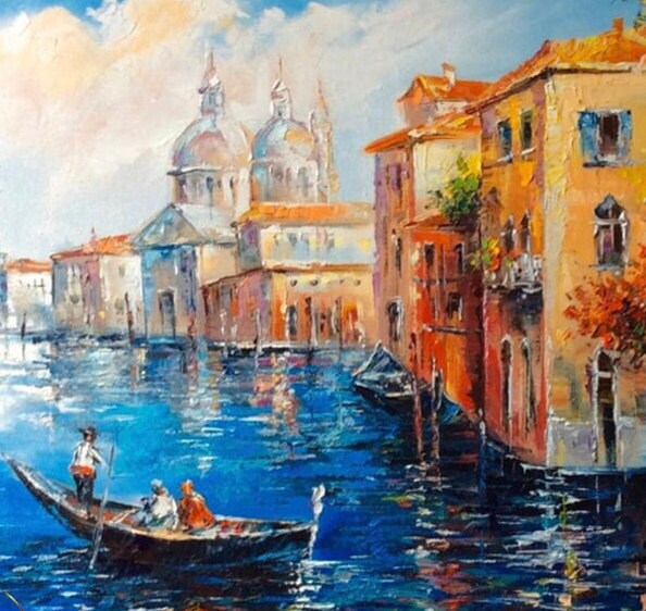 The Grand Canal Venice Painting on Canvas Large Italian Wall Painting Venetian Wall Art Italian Cityscape Oil Painting of Venice Italy Art