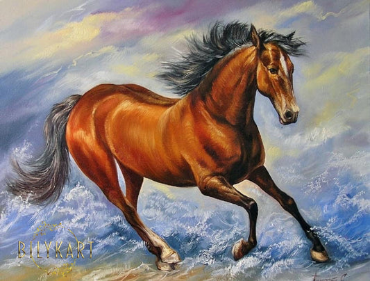 Running Horse Oil Painting Original Large Horse Wall Art Hand Made Custom Brown Horse Painting on Canvas Large Horse Artwork Equine Gifts