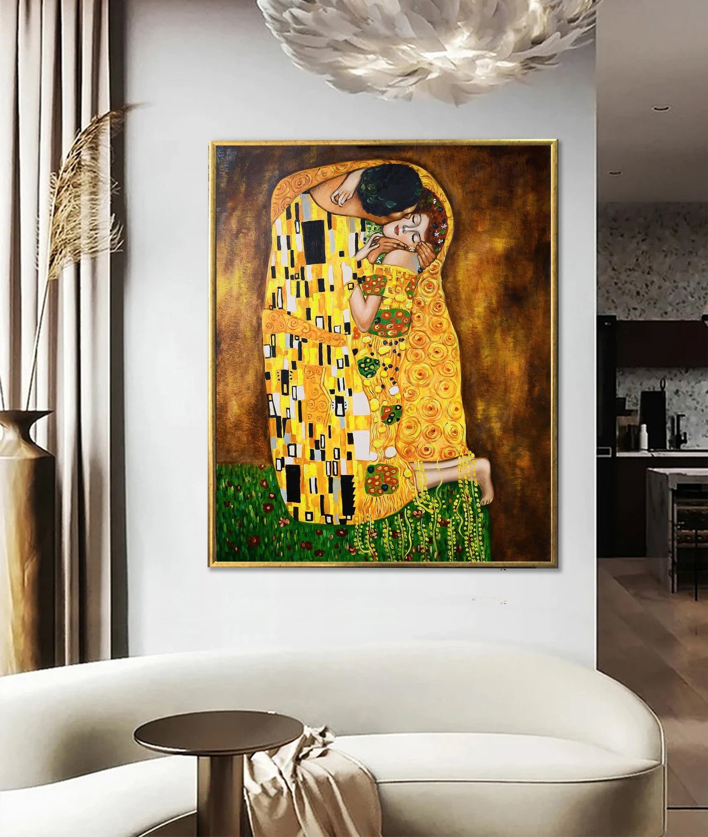 Gustav Klimt The Kiss Painting Reproduction Klimt Wall Art Original Gustav Klimt Inspired Pop Art Canvas Oil Paintings Original Artwork