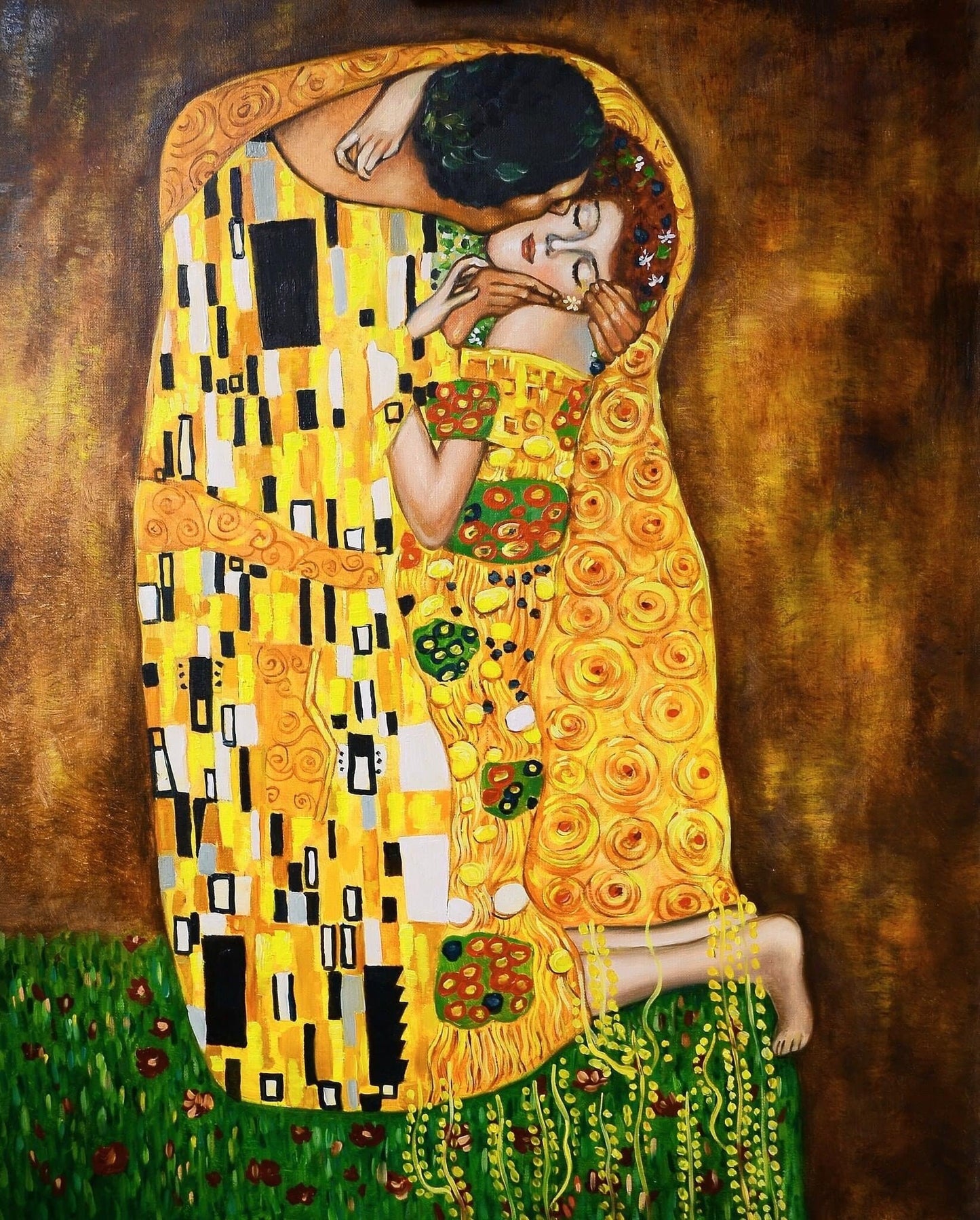 Gustav Klimt The Kiss Painting Reproduction Klimt Wall Art Original Gustav Klimt Inspired Pop Art Canvas Oil Paintings Original Artwork