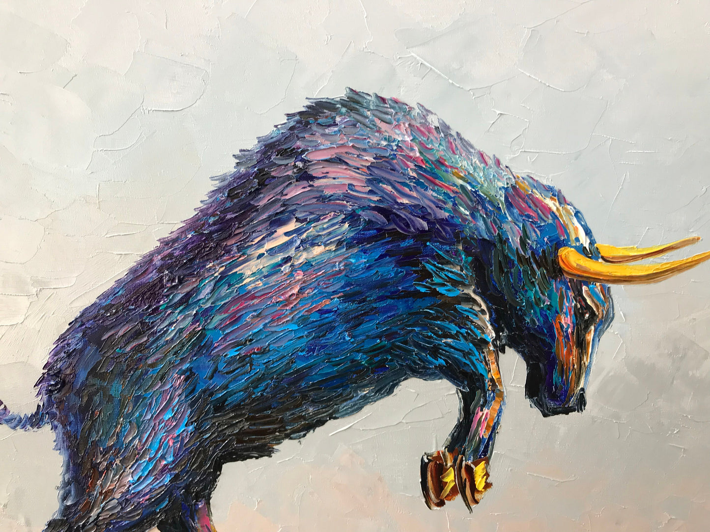 Large Bull Bear Oil Painting Original Abstract Bull and Bear Wall Art Stock Market Wall Art Extra Large Wall Street Bull vs Bear Painting