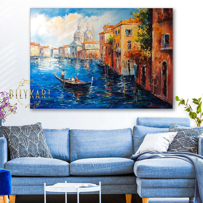 The Grand Canal Venice Painting on Canvas Large Italian Wall Painting Venetian Wall Art Italian Cityscape Oil Painting of Venice Italy Art