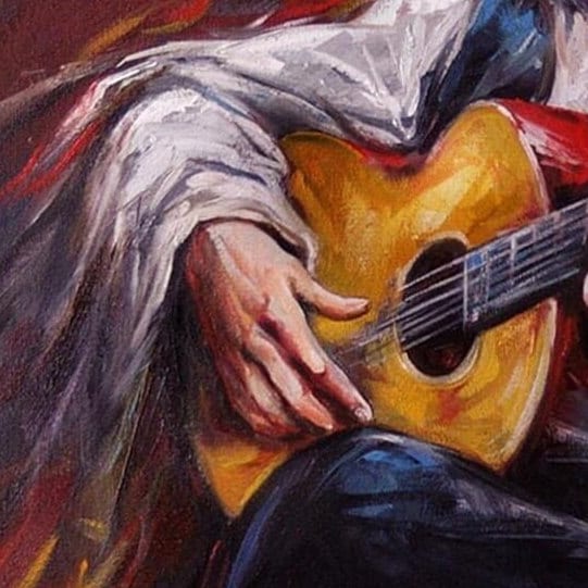 Guitarist Painting on Canvas Guitar Oil Painting Original Art Music Studio Art Mexican Guitar Player Paintings on Canvas Guitar Artwork Gift