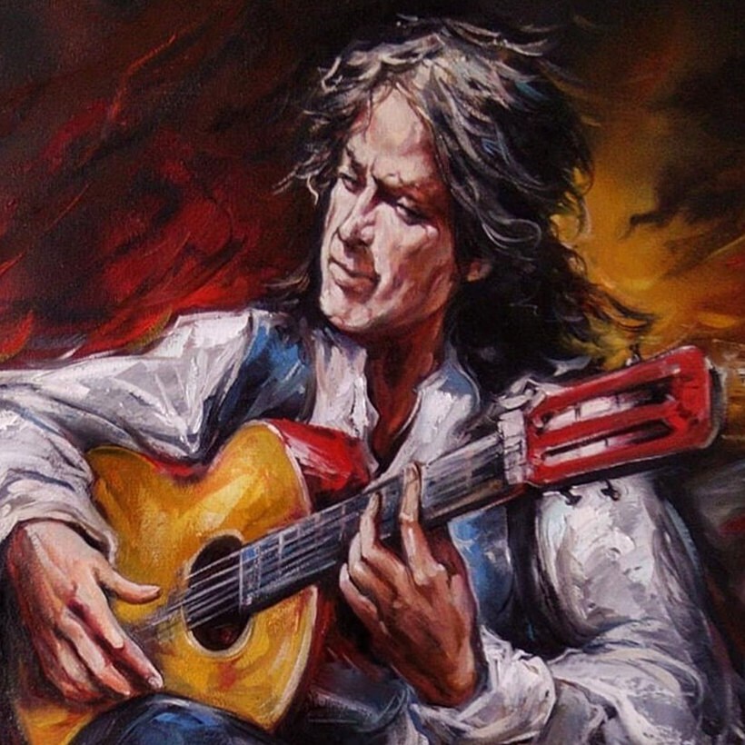 Guitarist Painting on Canvas Guitar Oil Painting Original Art Music Studio Art Mexican Guitar Player Paintings on Canvas Guitar Artwork Gift