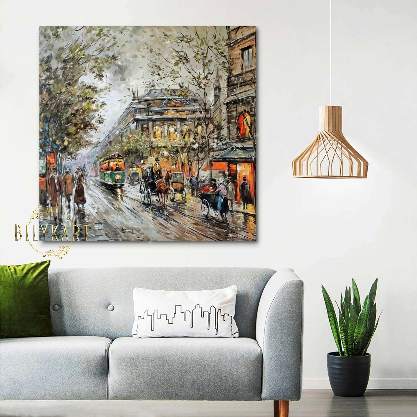 Abstract City Painting on Canvas Cityscape Hand Painted Wall Art Unique Painting Europe City Oil Painting Original Large City Scape Artwork