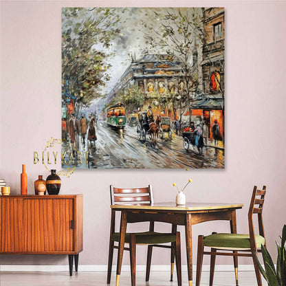 Abstract City Painting on Canvas Cityscape Hand Painted Wall Art Unique Painting Europe City Oil Painting Original Large City Scape Artwork