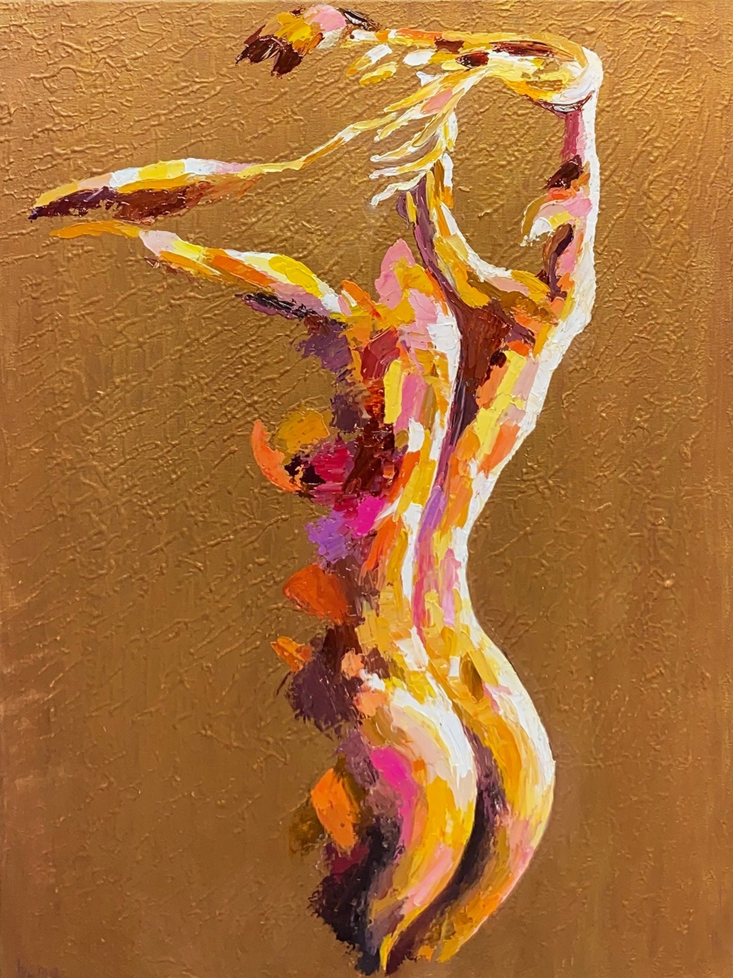 Custom Sexy Nude Woman Painting Artwork Female Nude Painting Gold Framed Female Body Figurative Art Naked Woman Back Painting from Behind