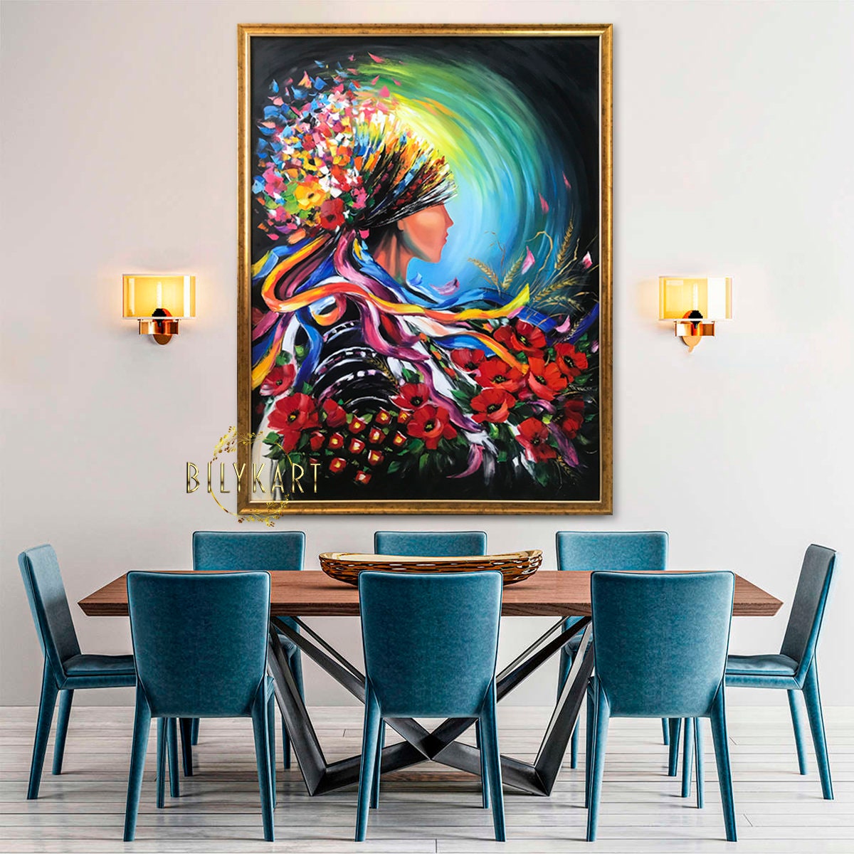 Ukrainian Girl Oil Painting Original Ukrainian Painting on Canvas Pro Ukraine Wall Decor Ukraine Artist Paintings Modern Ukrainian Folk Art