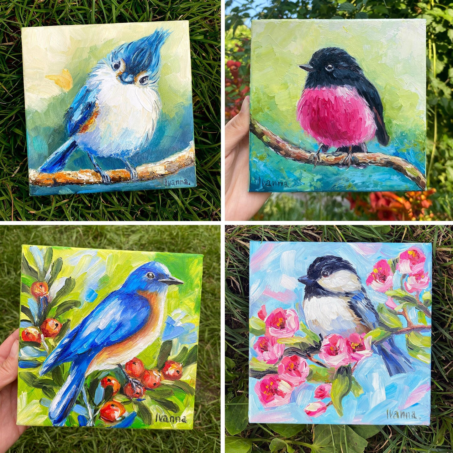 Chickadee Painting on Canvas Cute Bird Oil Painting Original Small Bird Wall Art Chickadee Art Bird on Branch Painting Gift for Bird Lovers