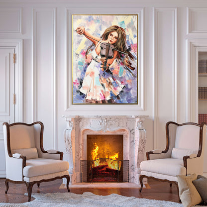 Girl Playing Violin Oil Painting Original Abstract Woman Painting Musician Wall Art Violin Art Music Girl Gift Violin Painting on Canvas