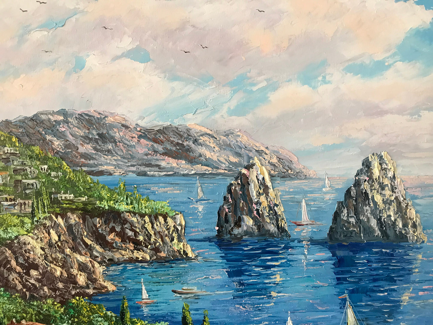 Capri Italy Oil Painting Original Amalfi Coast Painting on Canvas The Most Beautiful Italy Coastal Towns Cities Villages Paintings for Sale