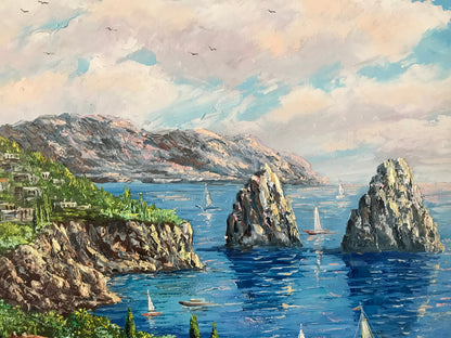 Capri Italy Oil Painting Original Amalfi Coast Painting on Canvas The Most Beautiful Italy Coastal Towns Cities Villages Paintings for Sale