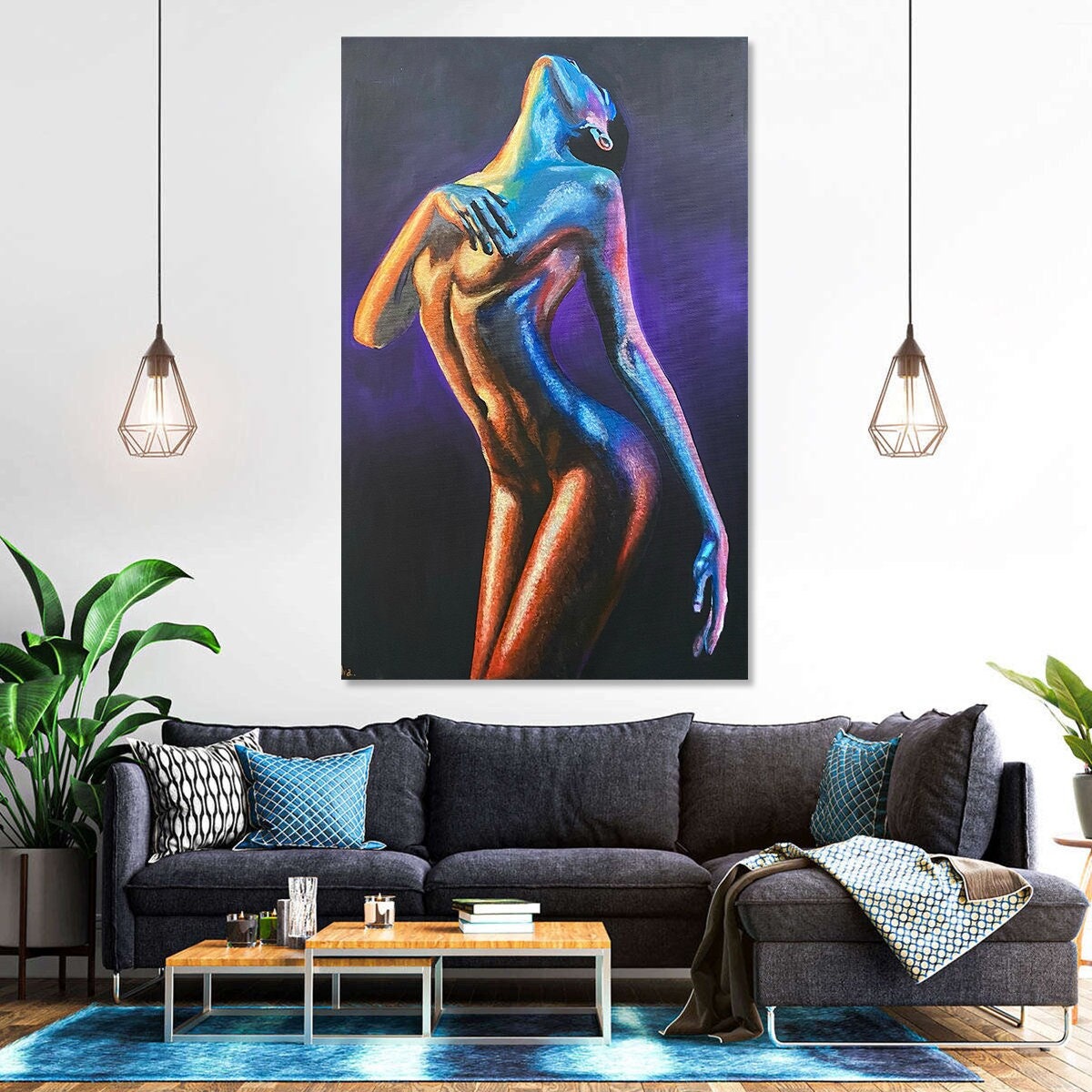 Female Nude Painting Original Nude Abstract Painting on Canvas Naked Woman Wall Art Naked Painting Body Sensual Art Topless Woman Painting