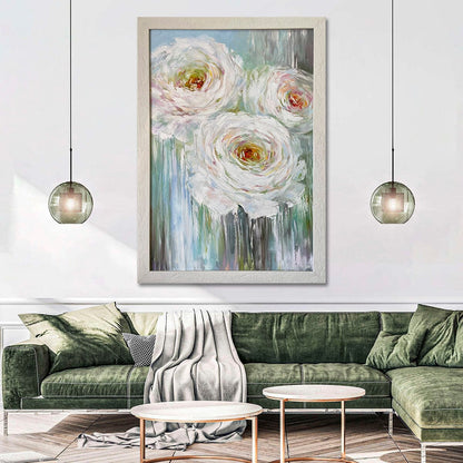 White Roses Painting Original Abstract Rose Wall Decor White Flowers Painting on Canvas Flowers Art Work Rose Oil Painting Flower Artwork