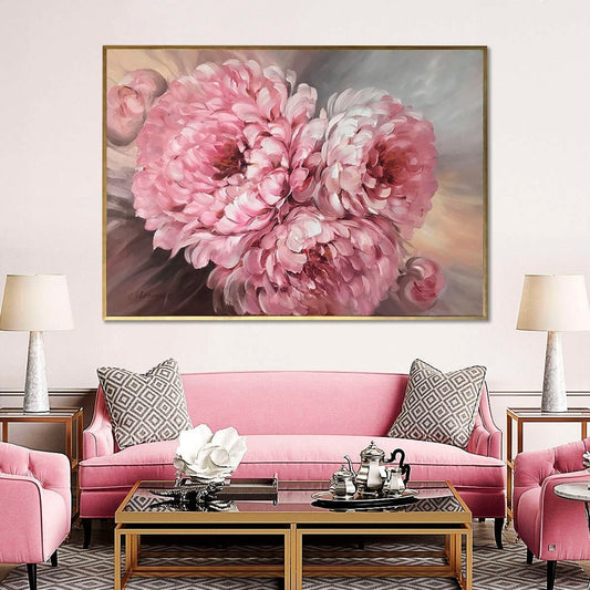 Pink Peonies Oil Painting Original, Large Peony Flowers Wall Art, Peony Flower Oil Painting on Canvas, Pink Floral Art, Peonies Wall Art