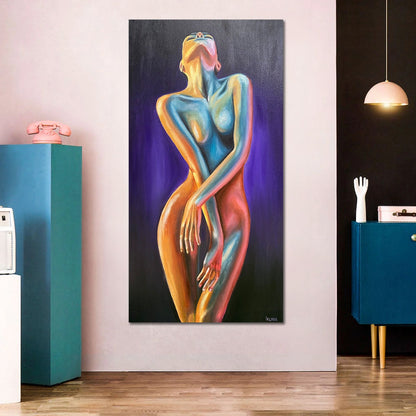 Abstract Woman Body Painting on Canvas Female Figurative Abstract Art Full Body Painting Oil Painting Original Female Figure Painting Art