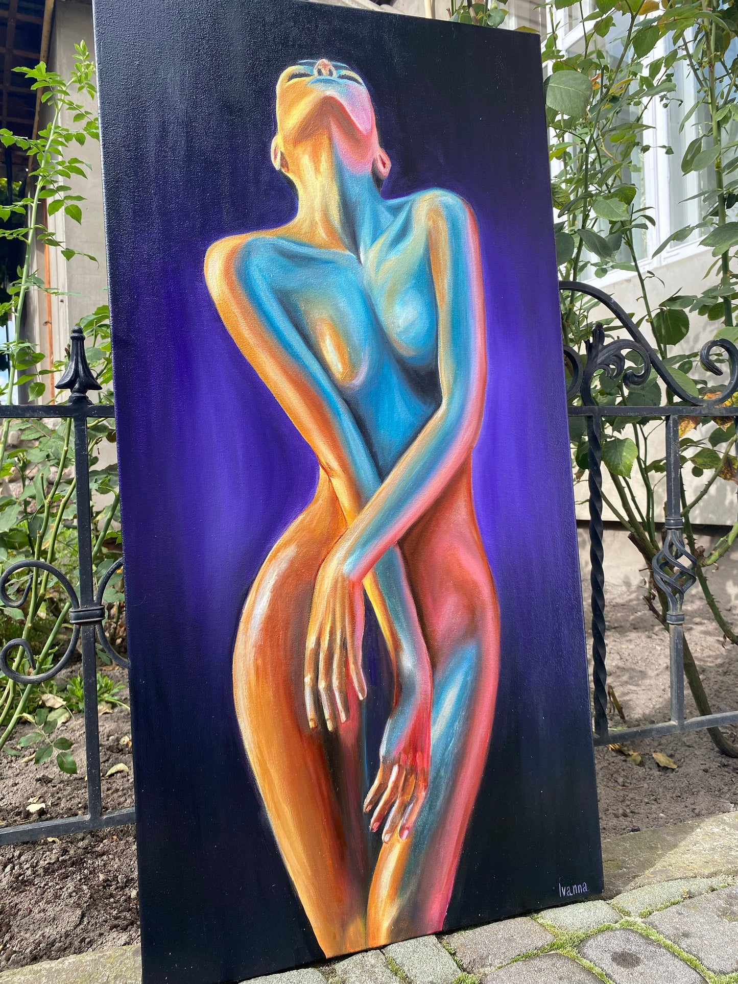 Abstract Woman Body Painting on Canvas Female Figurative Abstract Art Full Body Painting Oil Painting Original Female Figure Painting Art