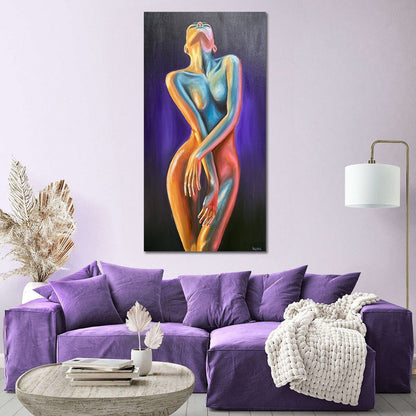 Abstract Woman Body Painting on Canvas Female Figurative Abstract Art Full Body Painting Oil Painting Original Female Figure Painting Art