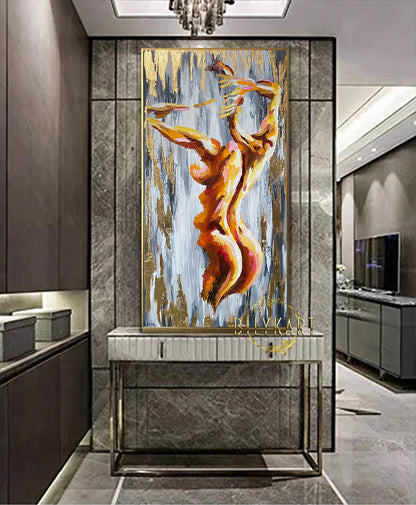 Female Body Painting on Canvas Female Figure Artwork Sexy Nude Woman Oil Painting Abstract Woman Figurative Painting Female Body Artwork