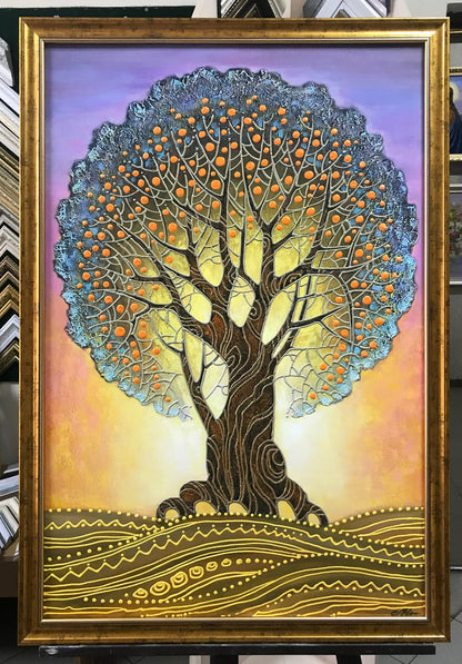 Gustav Klimt Tree of Life Painting on Canvas Apple Tree Painting Large Golden Tree Wall Art Klimt Gold and Blue Art Family Tree Painting