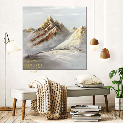 Rocky Mountains Painting Canvas Ski Painting Mountain Ski Art Snowy Mountain Scene Oil Painting Original Modern Mountain Landscape Painting