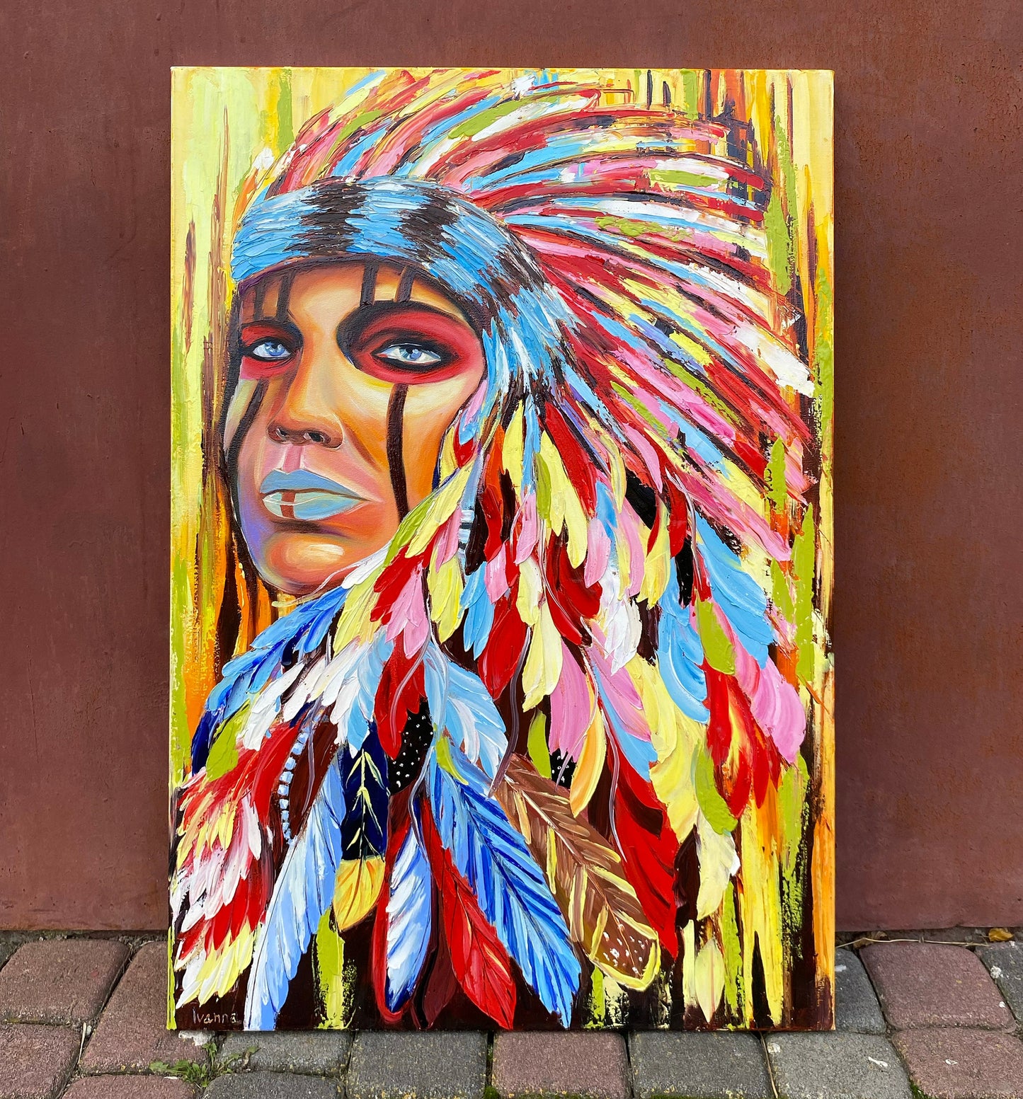 American Indian Painting on Canvas Indigenous Paintings Native American Wall Art Indigenous Art Native American Woman Indian Art for Sale