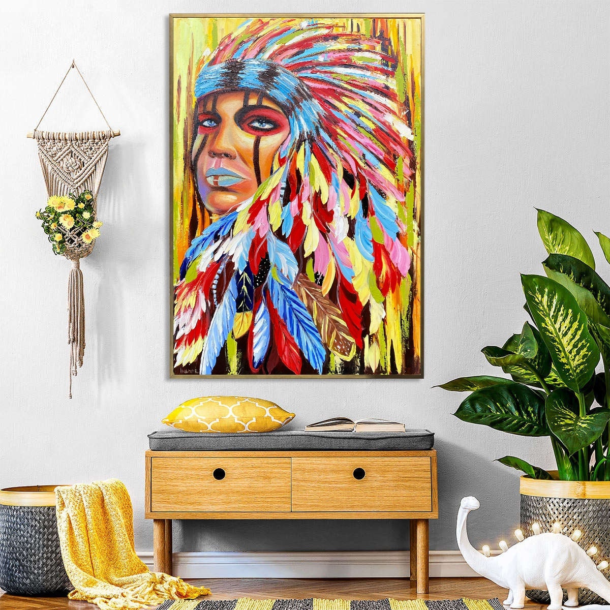 American Indian Painting on Canvas Indigenous Paintings Native American Wall Art Indigenous Art Native American Woman Indian Art for Sale