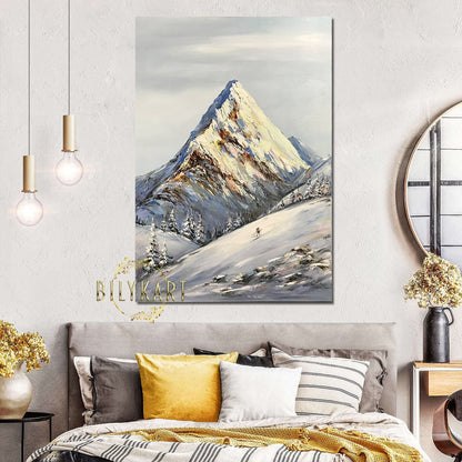 Mountain Everest Oil Painting Original Abstract Mountain Painting Mens Ski Wall Art Ski Painting Canvas Himalayan Mountain Painting Art Gift