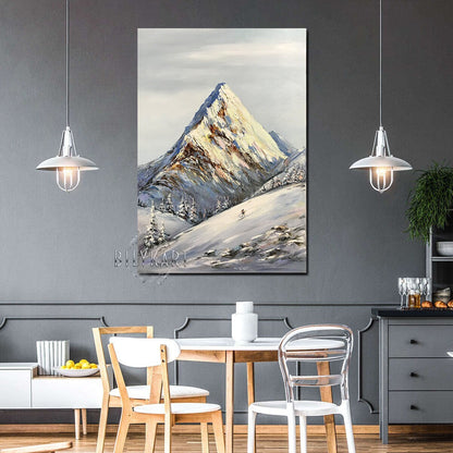 Mountain Everest Oil Painting Original Abstract Mountain Painting Mens Ski Wall Art Ski Painting Canvas Himalayan Mountain Painting Art Gift