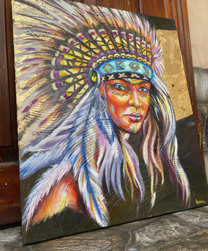 Indigenous Woman Oil Painting Original Native American Art Indigenous Art Work Native American Indian Woman Canvas Painting